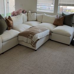 Modular Sectional Sofa with 2 Removable Ottomans & Pillows, Large U Shape Cloud Couch with Reversible Chaise 