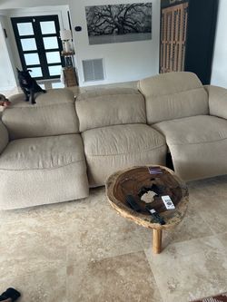 Sofa with electric recliners on both sides with battery