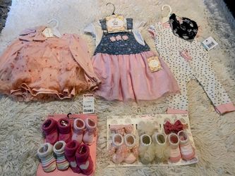New Baby Girl Clothing & Accessories Bundle
