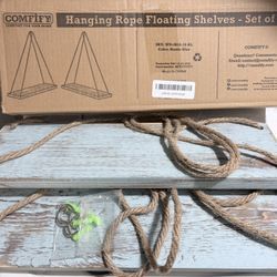 Set of 2 Rustic Floating Shelves with String