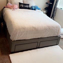 Queen Size Upholstered Storage Bed