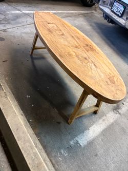 Surfboard-Shaped Solid Wood bench