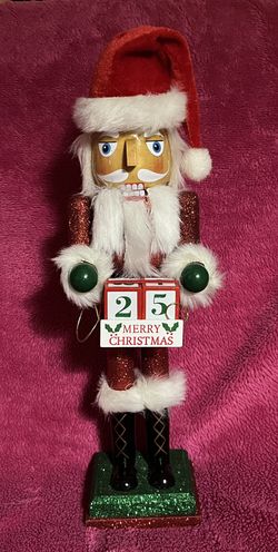 Christmas 14” Wood Glitter Santa Holding Advent Blocks Nutcracker NEW! 
