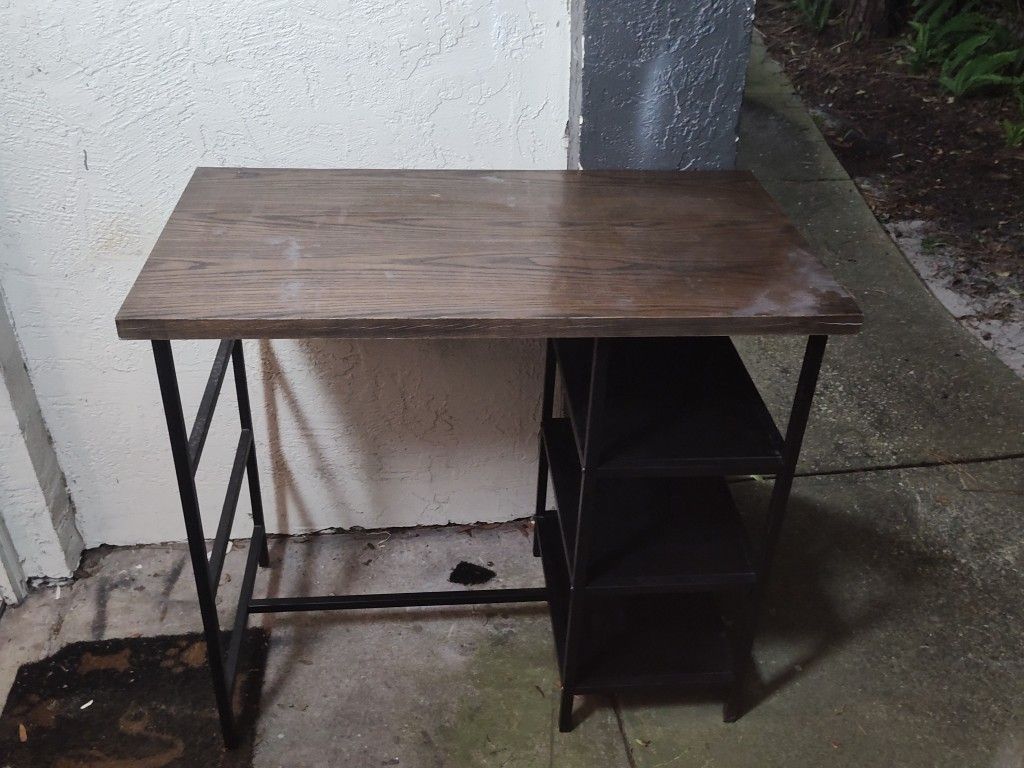 Wood And Metal Computer Desk