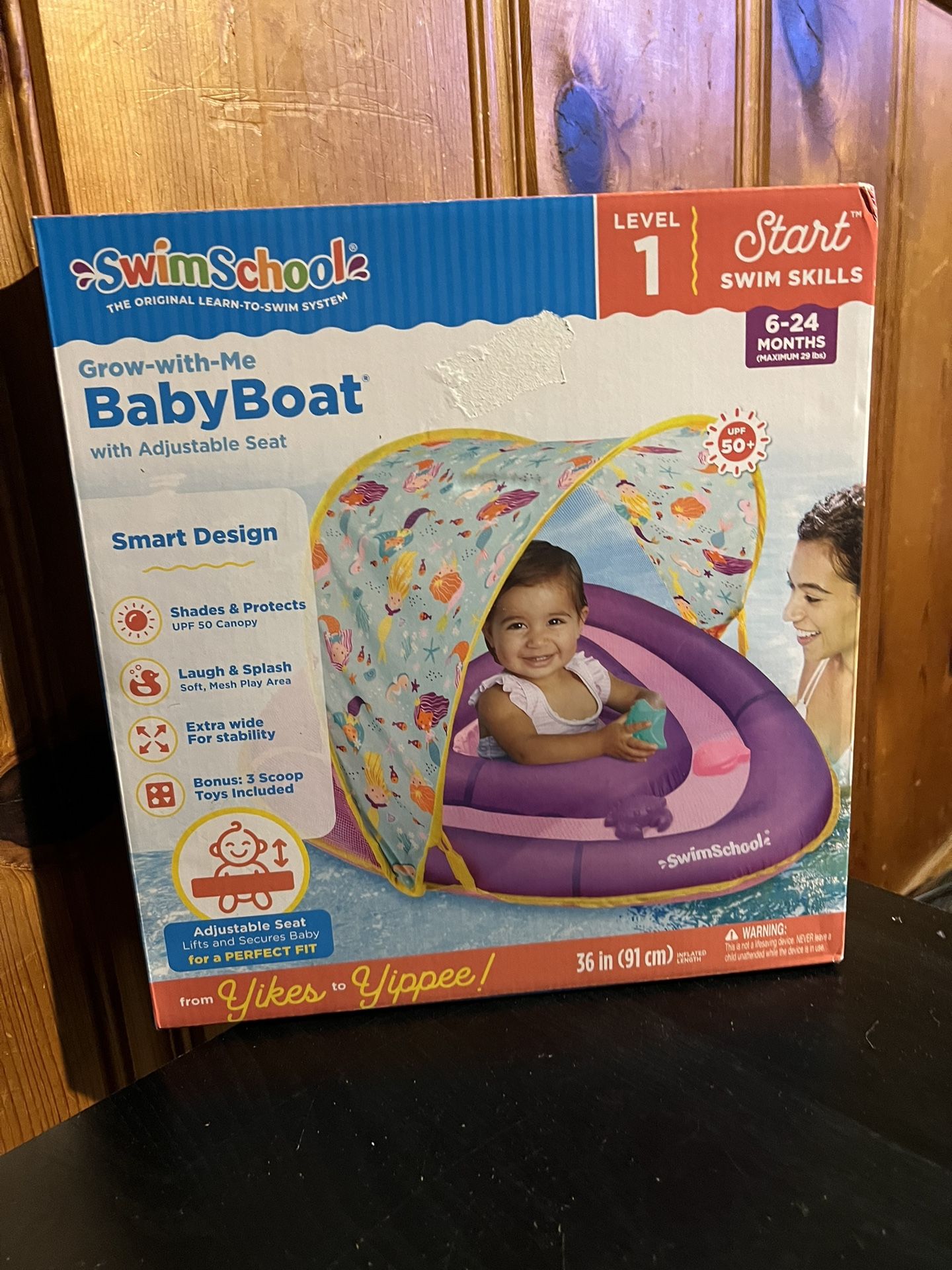 NEW…. Swim School Pink Mermaid Pool Float, Grow-with-Me Baby Boat, Child’s Pool Toy...