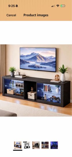 Brand new THAILE 55 Inch LED TV Stand for 55–65 Inch TVs, Gaming Media Console with Open Shelving and Lighting, Entertainment Unit for Living Room or