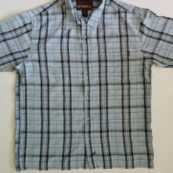 O'Neill Men's Blue Plaid Button Down Shirt