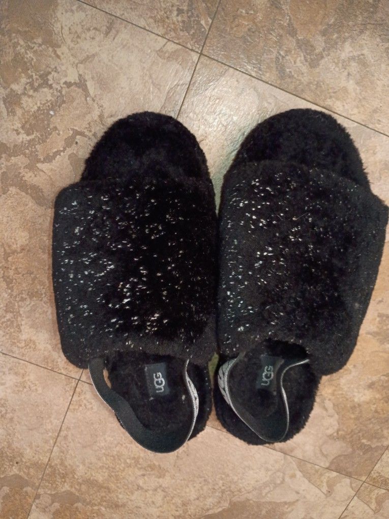 Uggs Black Metallic  Slippers Used Size 8