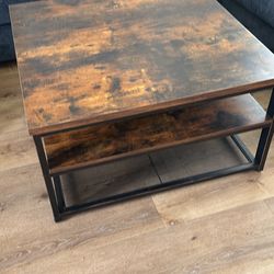 Rustic Wood Coffee Table With Metal Frame