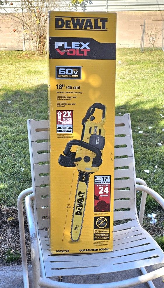 Dewalt 60-Volt MAX 18in. Brushless Cordless Battery Powered Chainsaw  BRAND NEW  Tool Only Cash Or Zelle 