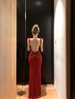 Red Backless Bow Dress 