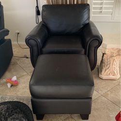 Leather Chair And Ottoman 
