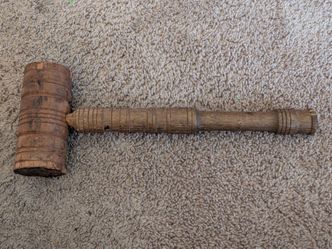 Antique Primitive Rustic Farm Carpenter Handmade 15½" Wooden Mallet