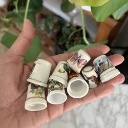 8 Vintage Porcelain Thimbles Sewing Accessories 