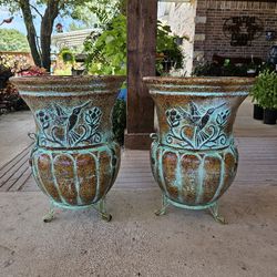Turquoise Hummingbird Clay Pots, Planters, Plants. Pottery $80 cada una
