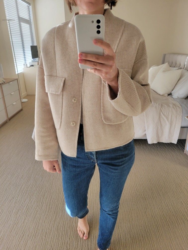 Wool double-sided short oversized Coat Jacket Cardogan XS