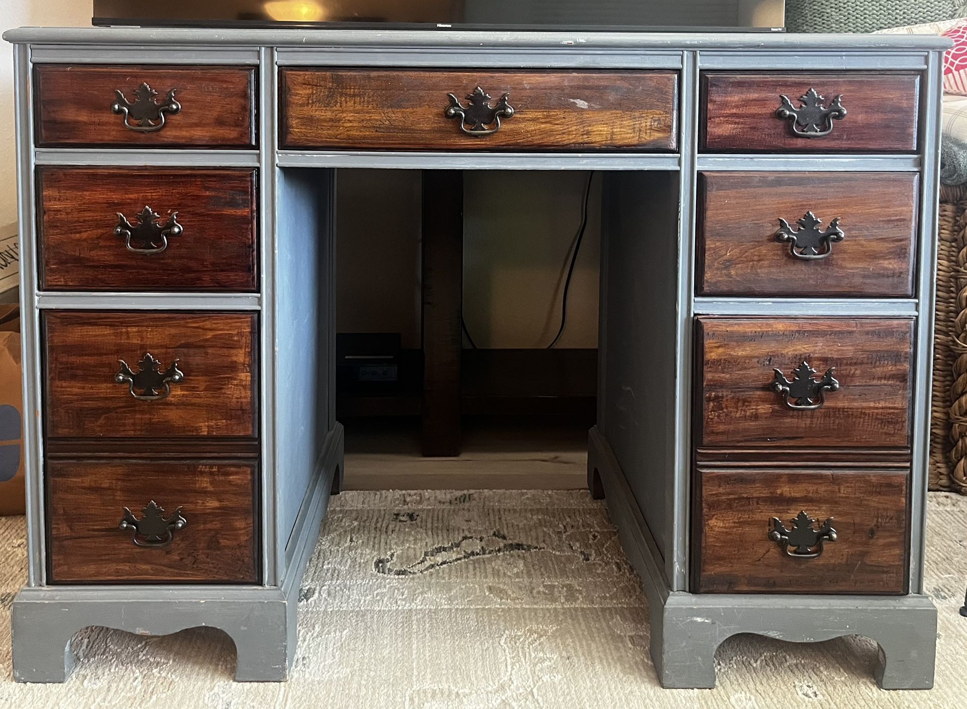 Large Wood Desk - Ideal Refurbishment Project! 