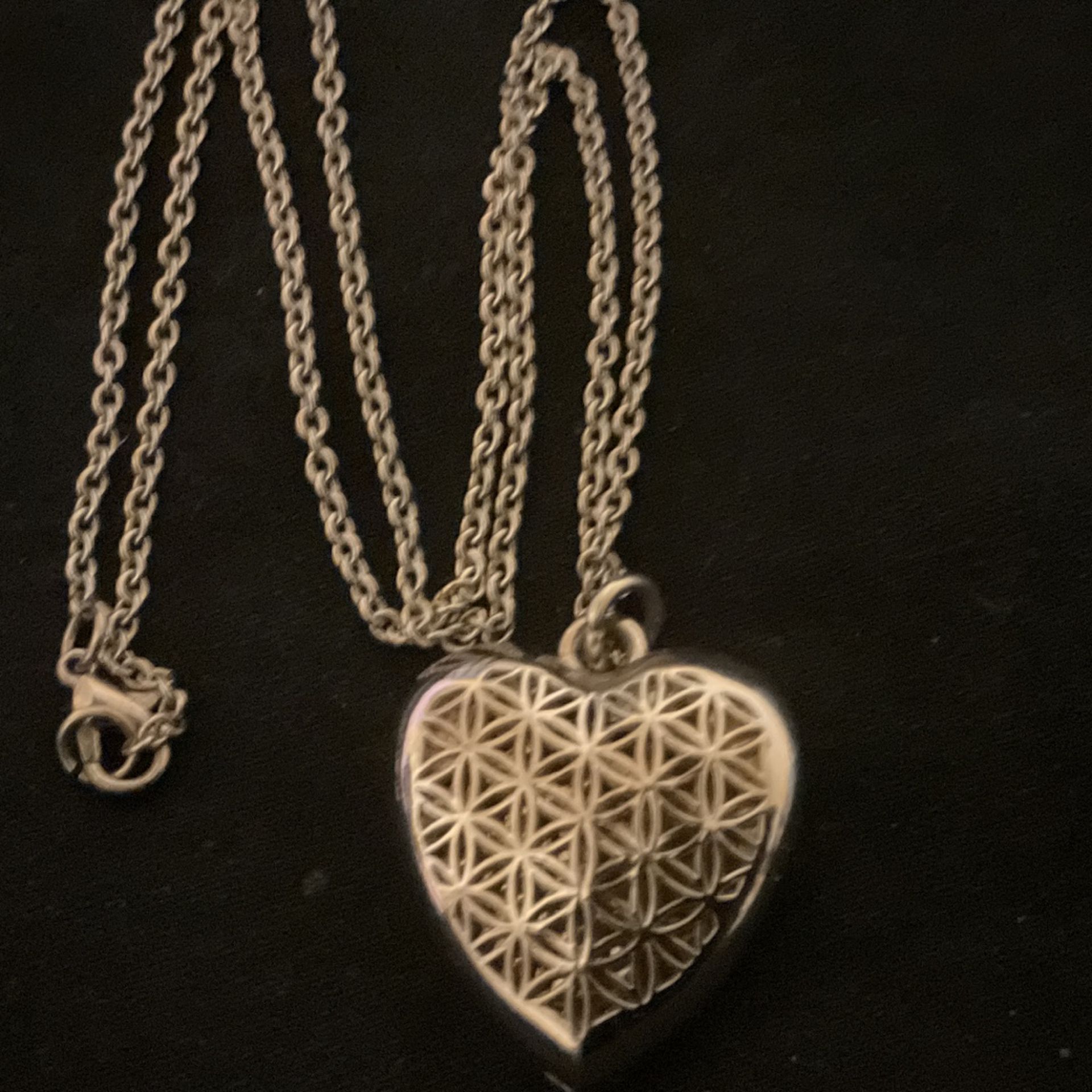 22” SilverTone Necklace With Solid Heart Locket…by (M)