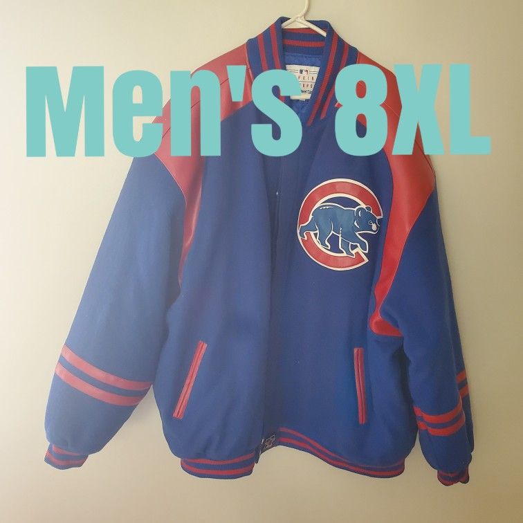 New Chicago Cubs Men's 8XL Lined Heavy Jacket Leather Sleeves