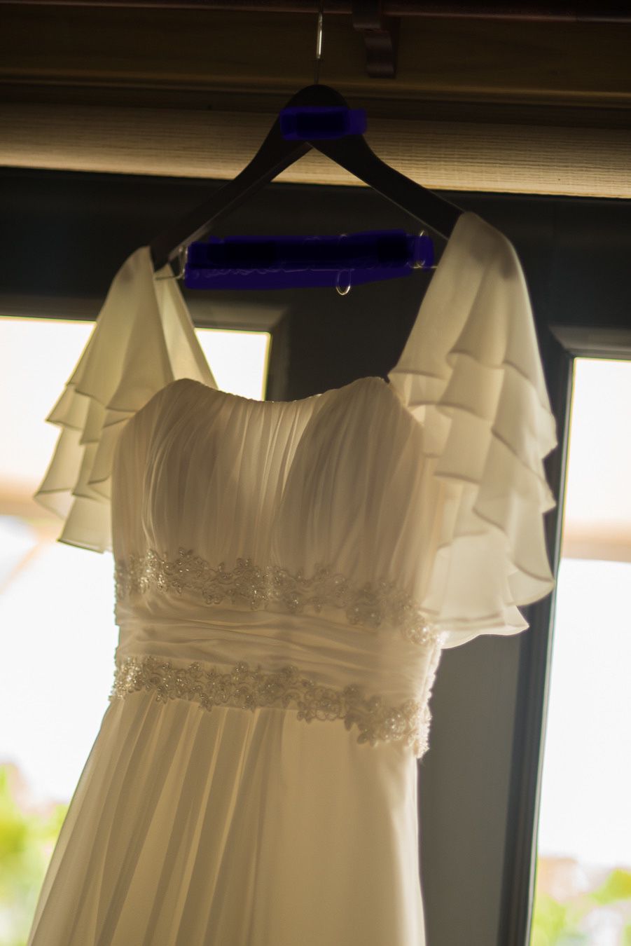 Davids Bridal Soft Chiffon Off-White Wedding Dress - Petite 8 -10