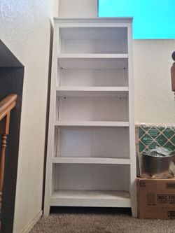 White Wood Bookcase with 5 Shelves