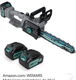 WEMARS 20V Brushles Cordless Chainsaw 12-Inch Lightweight Battery Powered Chainsaws Compact Pruning Electric C