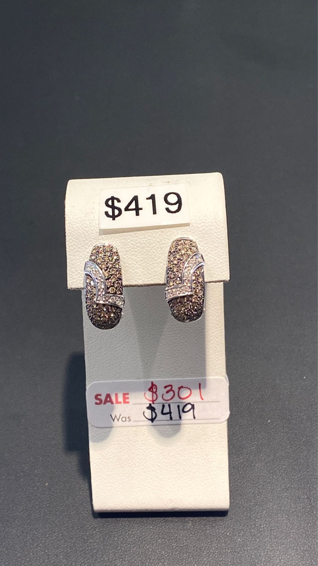 REDUCED - 10K white gold diamond earrings