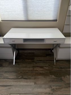 High gloss White modern Desk (2)