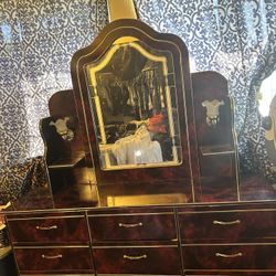 Big Dresser W/mirror & 2tall Nightstands
