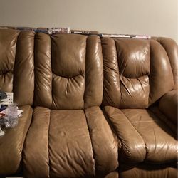 Leather Reclining Sofa Brown