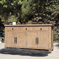 Modern Farmhouse Rustic Solid Wood Console TV Stand Credenza Gray Cabinet (FREE DELIVERY 🚚)