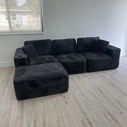 BLACK NEW Modular Cloud Sectional Couch 🚛 SAME DAY DELIVERY!