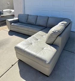 Gray Leather Sectional Couch