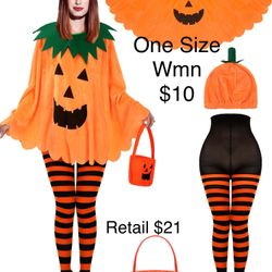 Jack-o’-lantern Women’s Halloween Pumpkin Costume  One Size 