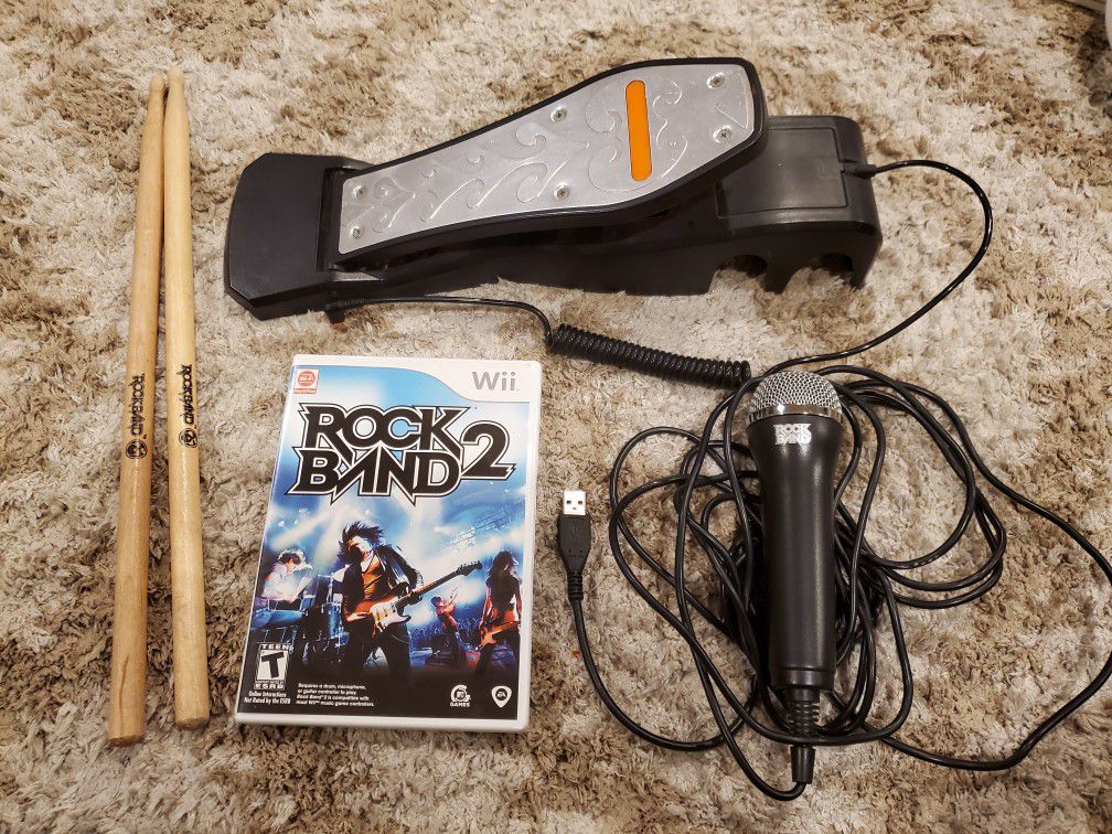 Wii Rock Band 2 Game and Rock Band Extra Accesories