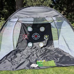 Golf Net, 10x7 Ft Practice Hitting Golf Net with Tri-Turf Mat, Ball, Tee, and Carring Bag, All-in-One Multi-Target Training Aid for Outdoor/Indoor Chi