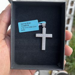 Genuine Moissanite + 925 Silver Cross Pendant
