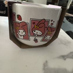 My Melody ceramic Bowl With Chopsticks 