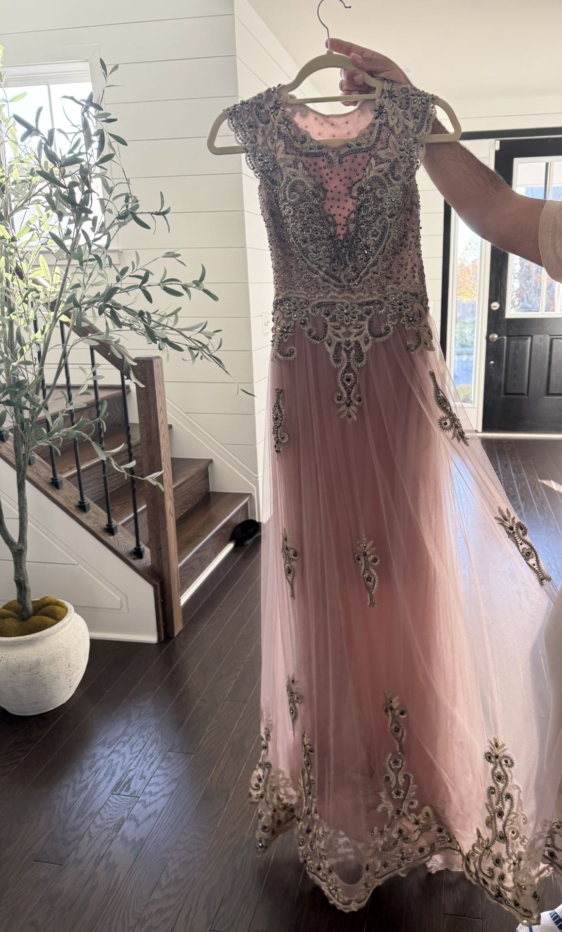 Pink Embellished Gown Dress