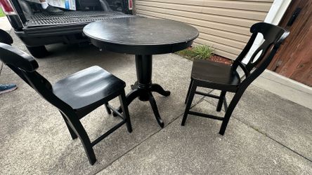 Black Round Table with 3 High Chairs — Kitchen / Dining Set