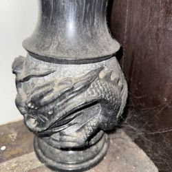 Hand Carved DRAGON STONE MARBLE VASE  