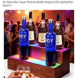 B4Life Liquor Bar Bottle Display Shelf, 2 Tier Real Wood Bar Shelves for Liquor Bottles, Bar Shelf for Liquor, Liquor Shelf for Home Bar Liquor Shelve