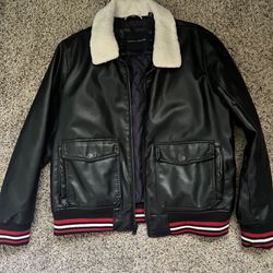Tommy Hilfiger Leather Flight Jacket - Men | Color: Black | Size: XL