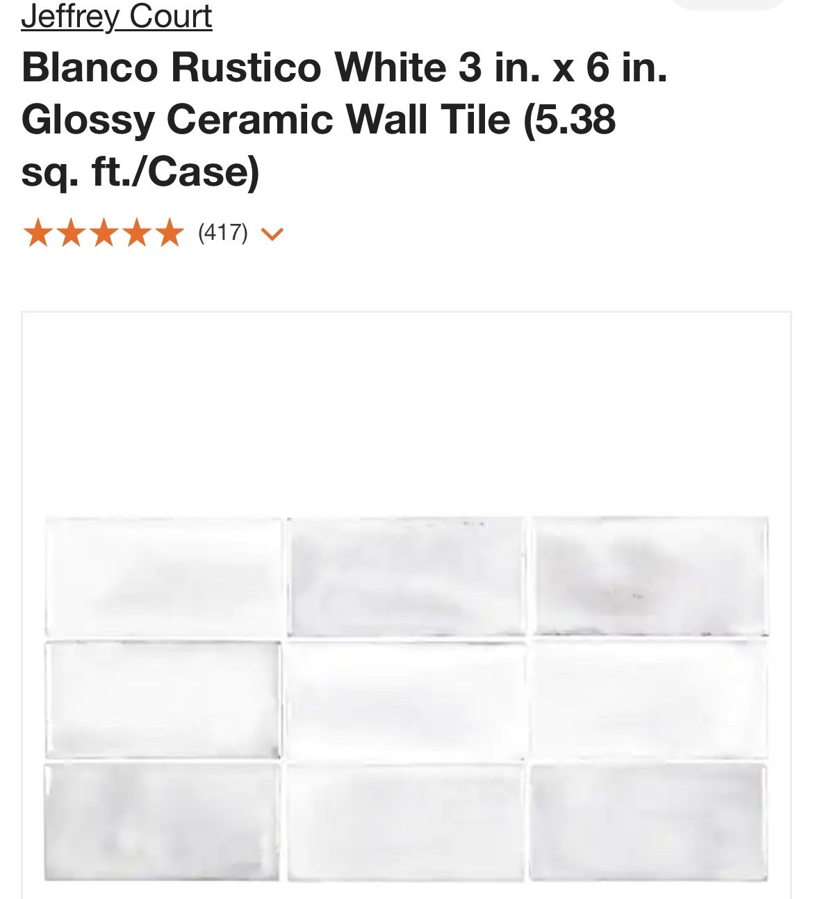 Jeffrey Court Blanco Rustico White 3 in. × 6 in. Glossy Ceramic Wall Tile