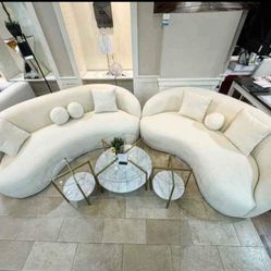 Bubble Bonita Cream Boucle Living Room Set / 2pc