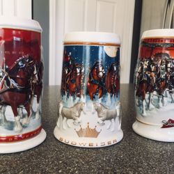 Budweiser Christmas Beer Steins