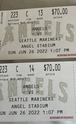 (2) Angels Tickets 6/26 Vs Mariners 1:07pm