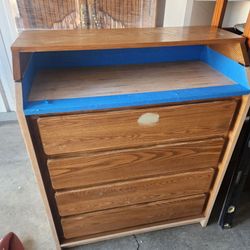 Wood 4-Drawer Dresser with Top Shelf
