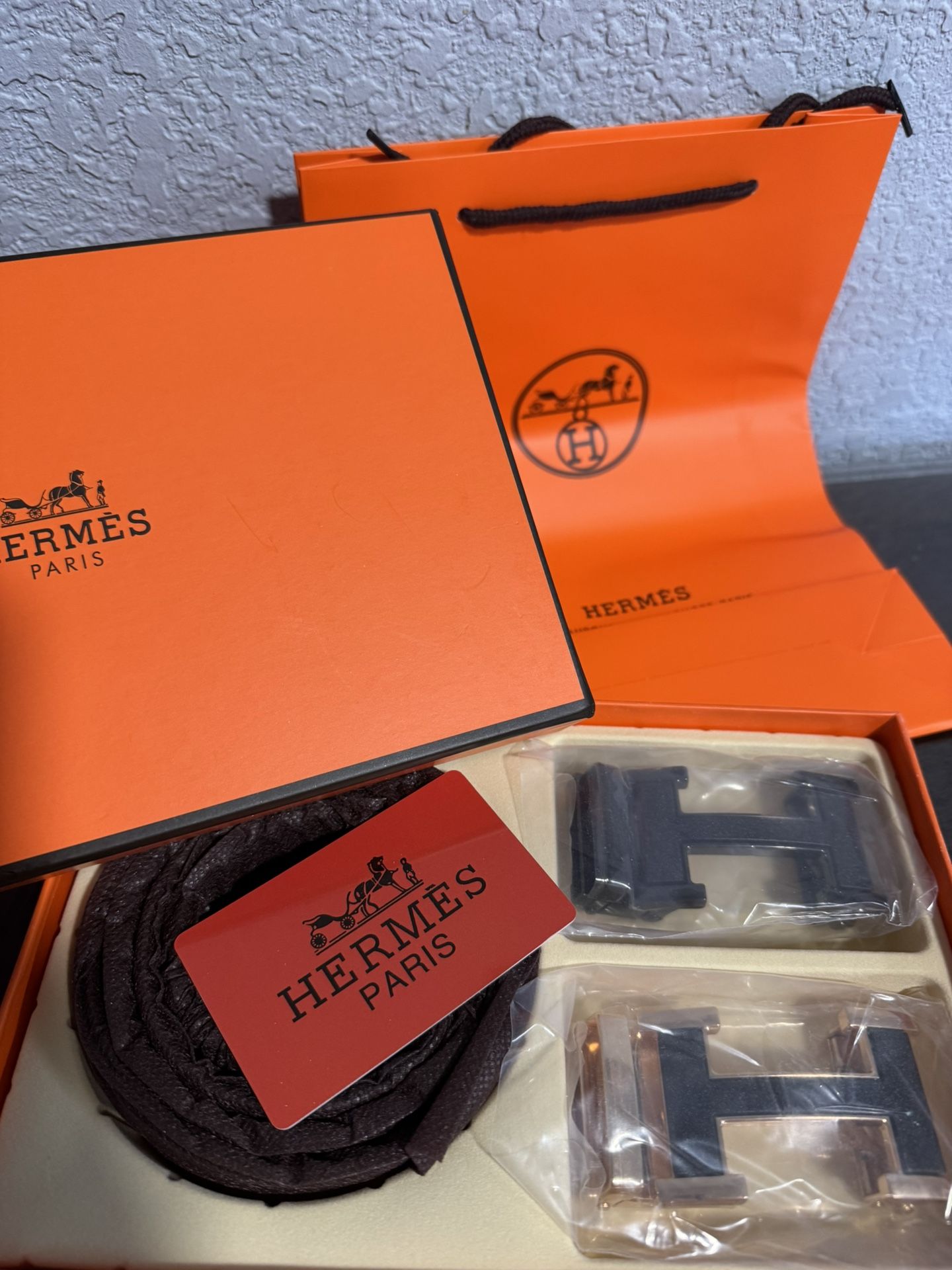 Hermes Men Belt With 2 Buckle Black Belt