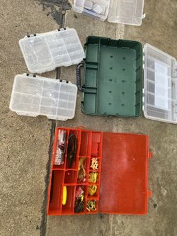 Tackle boxes and rod holder and tackle